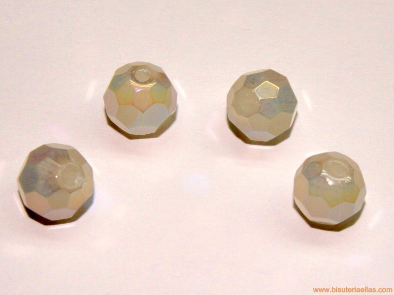 Bola facetada 12mm paso 2mm blanco pálido