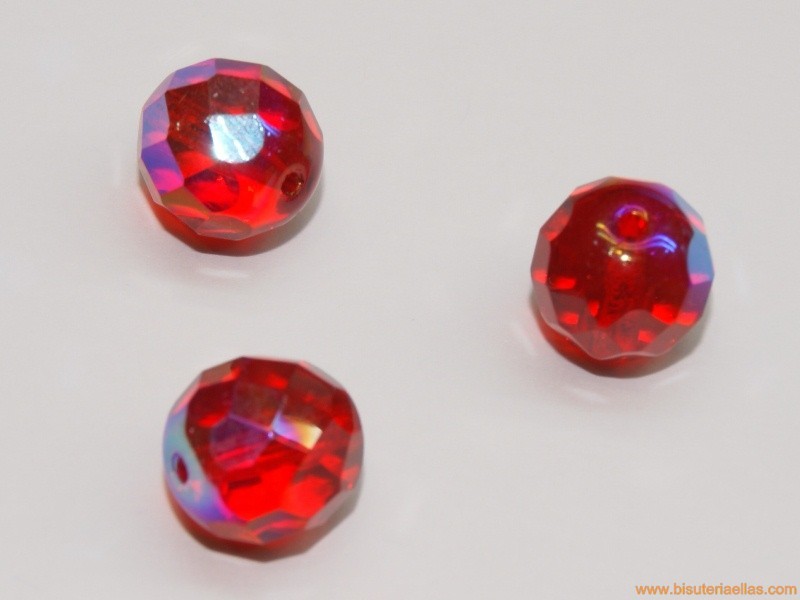 Bola facetada 12mm rojo AB