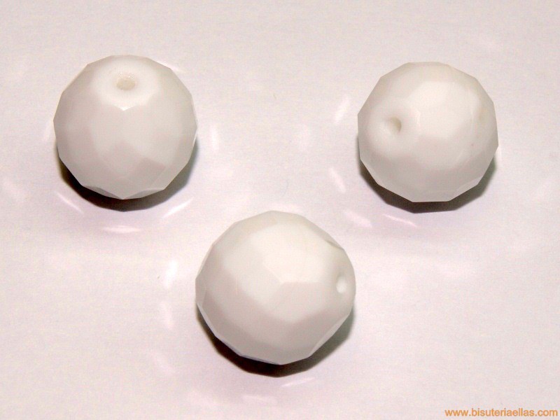 Bola facetada 14mm blanco opaco