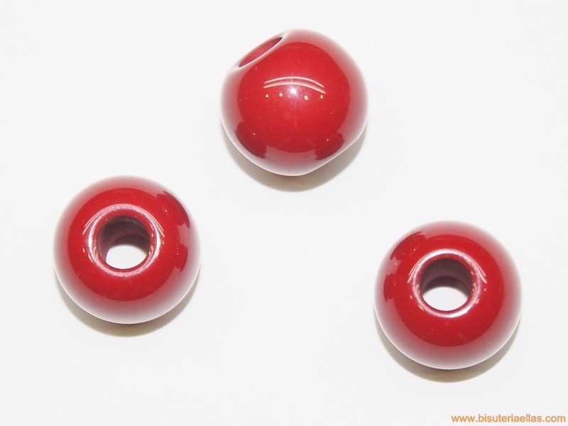 Bola acrílica Ø14mm paso 5mm granate